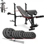 Verstelbare Trainingsbank met Halterset en Curlpult voor Complete Krachttraining