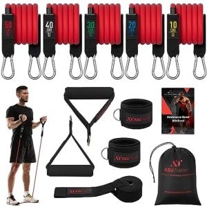 Verstelbare Weerstandsbanden Set voor Krachttraining - 5 Trainer Banden (10-50 lbs) voor Thuisworkouts