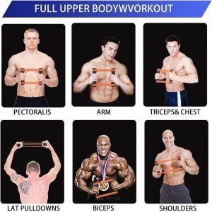 Verstelbare Weerstandsbanden Set voor Krachttraining Bovenlichaam met Houten Handvatten