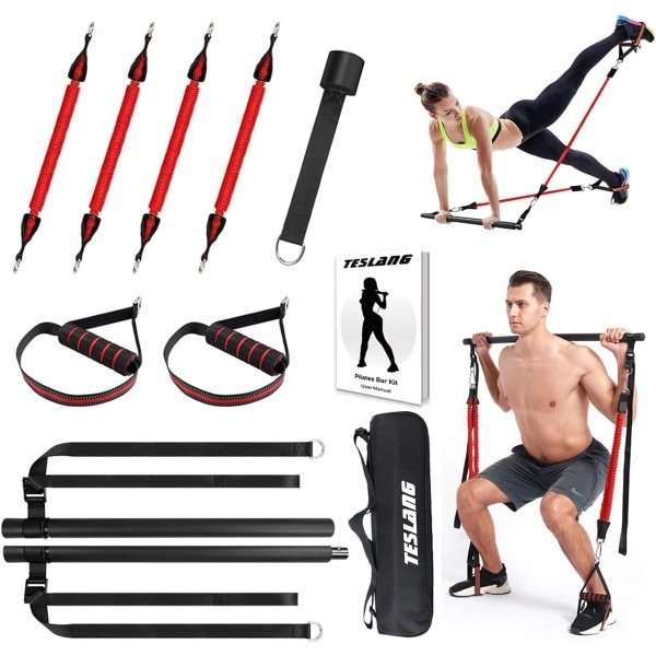 Verstelbare Workout Fitness Bar Set met Weerstandsbanden voor Krachttraining en Yoga