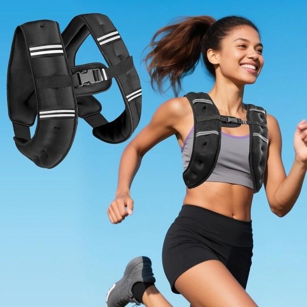 Verzwaard Vest - Trainingsvest Gewichtsvest - Krachttraining Fitness - Gelijkmatige Gewichtsverdeling - 27 kg - Zwart