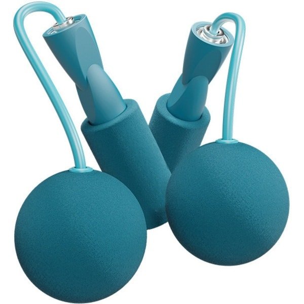 Verzwaard springtouw - Geschikt voor zowel thuis als in de sportschool - Draadloos springtouw - Touwtje springen - Ideaal voor Cardio en Afvallen - Blauw - De bal heeft een diameter van 7,5 cm