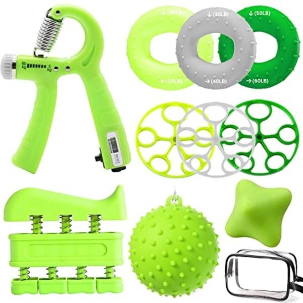Vingertrainer set voor hand- en polstraining - Verstelbare grip en massageballen voor krachttraining en therapie