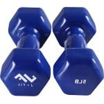 Vinyl Halter Paar - Dumbbell Set - Krachttraining Thuis - Gietijzeren Kern - 23 kg - Donkerblauw