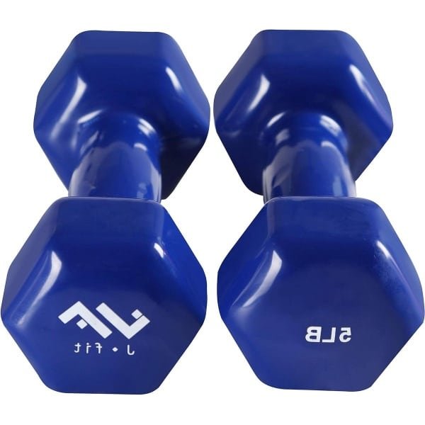 Vinyl Halter Paar - Dumbbell Set - Krachttraining Thuis - Gietijzeren Kern - 23 kg - Donkerblauw