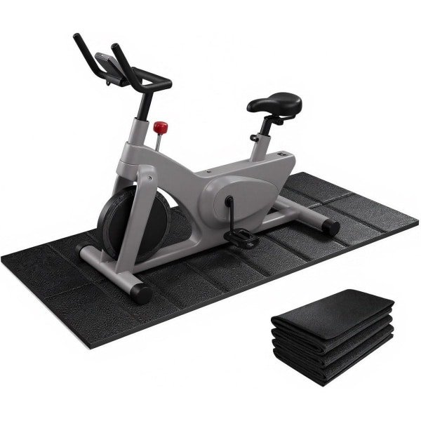 Vloermat Hometrainer - Fitnessmat Trainerpad - Bescherming Vloer - Extra Dikke PVC - 160x75 cm - Zwart