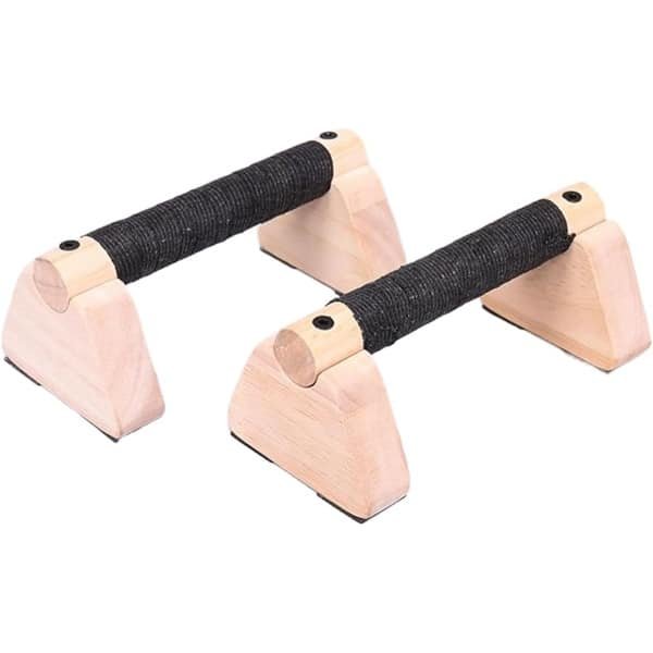 Vloerpompstangen - Opdrukbeugels - Krachttraining - Ergonomische houten grepen - 20 cm