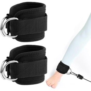 Voetlussen Set - Kabel Trekkoord - Krachttraining Benen - Dubbele D-ringen - 19x9x0.9 cm - Zwart