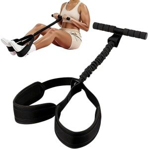 Voetpedaal Weerstandsband - Fitness Band Handvat - Krachttraining Thuis - Verstelbare Latex Band - 82 x 25.5 cm - Zwart