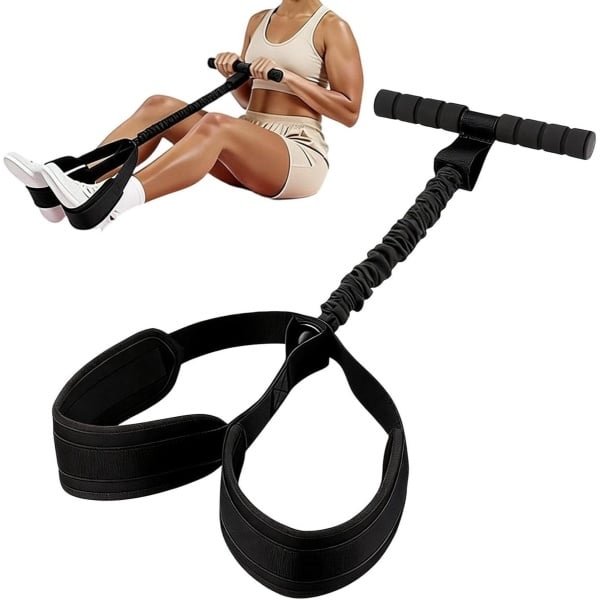 Voetpedaal Weerstandsband - Fitness Band Handvat - Krachttraining Thuis - Verstelbare Latex Band - 82 x 25.5 cm - Zwart