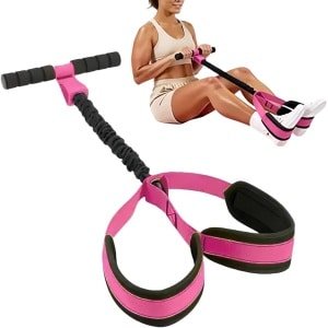 Voetpedaal Weerstandsband - Fitness Pedaal Band - Thuis Krachttraining - Verstelbare Weerstand - 82 x 25.5 cm - Roze