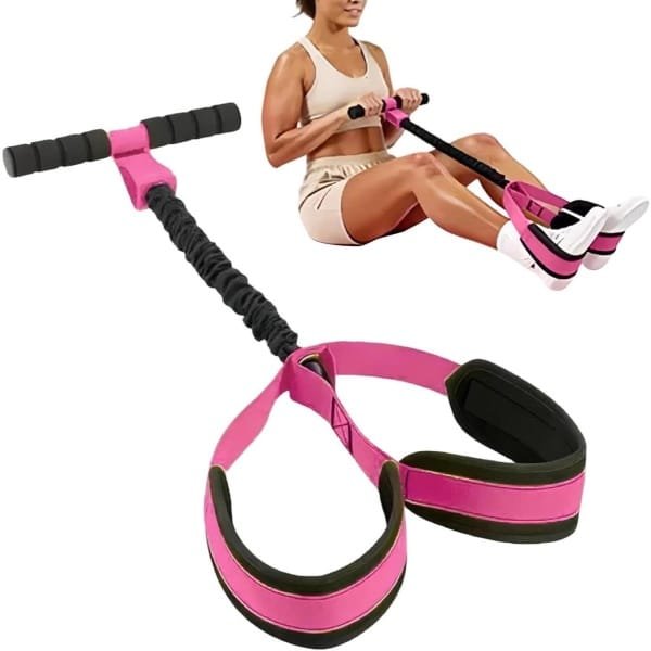 Voetpedaal Weerstandsband - Fitness Pedaal Band - Thuis Krachttraining - Verstelbare Weerstand - 82 x 25.5 cm - Roze