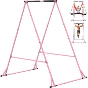 Vrijstaande Pull-up Stang - Power Tower Optrekstang - Thuis Krachttraining - Verstelbaar en Inklapbaar - Tot 250 kg - Roze