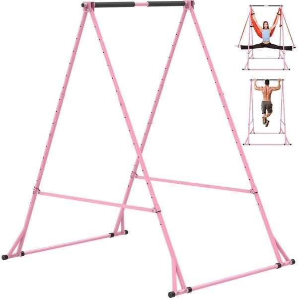 Vrijstaande Pull-up Stang - Power Tower Optrekstang - Thuis Krachttraining - Verstelbaar en Inklapbaar - Tot 250 kg - Roze
