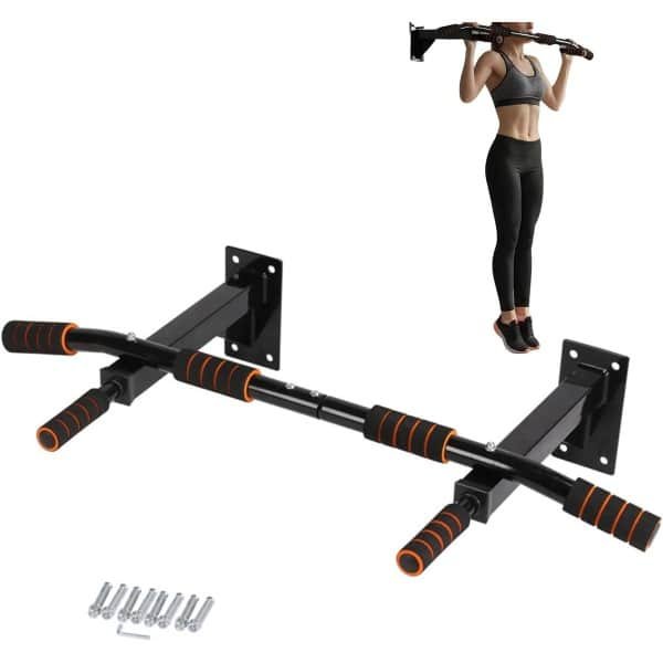 Wandgemonteerde Optrekstang - Dip Station Fitnessrek - Thuis Krachttraining - Versterkte Stabiliteit - Max 200 kg - Zwart