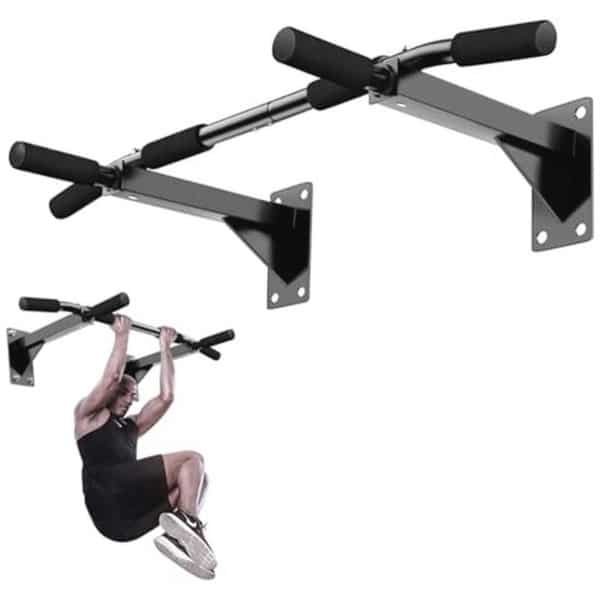 Wandgemonteerde optrekstang met met schuim gevoerde handgrepen, wandmontage kin-up bar gym oefening training bars, bovenlichaam workout beugel bar voor thuis gym oefening krachttraining