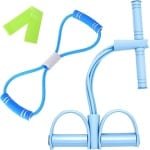 Weerstandsband Pedaal - Elastisch Touw - Thuis Krachttraining - 6 Flexibele Slangen - 210 Gram - Blauw