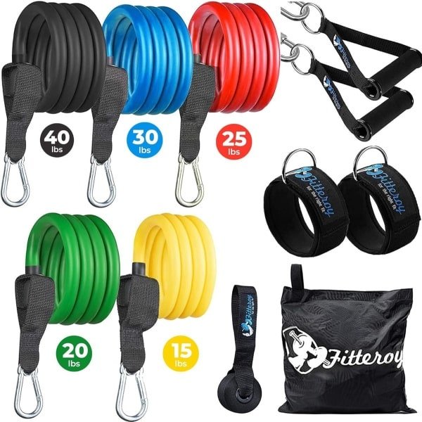Weerstandsband Set - Fitness Elastiek Set - Thuis Krachttraining - Vijf Stapelbare Spanningen - Multikleurig