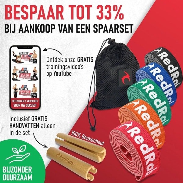 Weerstandsband set voor krachttraining - weerstandsbanden met handvat, fitness elastiek en pull up assist bands
