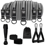 Weerstandsbanden Set - Fitnessbanden Expander - Krachttraining Pilates - Compleet Accessoirepakket - 6 Banden 2 Handgrepen - Zwart