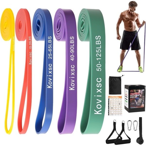 Weerstandsbanden Set - Trainingsbanden Fitness - Spiertraining Krachttraining - Anti-breuk TPE Materiaal - 5-120 Lbs - Veelkleurig