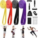 Weerstandsbanden Set met 4 Weerstandsniveaus en Accessoires voor Fitness, Yoga en Krachttraining