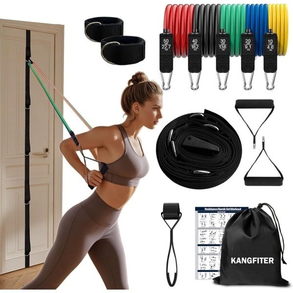 Weerstandsbanden Set met Deuranker en Handvatten voor Krachttraining Thuistraining