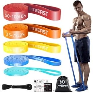 Weerstandsbanden Set voor Krachttraining - 5 Niveaus voor Pull-Ups, Yoga, en Mobiliteit