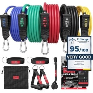 Weerstandsbanden Set voor Krachttraining met 5 Tubes en Trainingsgids
