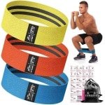 Weerstandsbanden Stof - Booty Bands - Krachttraining Yoga - Anti-slip Niet Rollend - 36 cm Lang - Geel Oranje Blauw