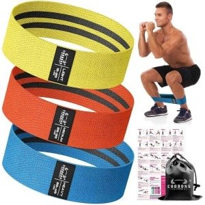 Weerstandsbanden Stof - Booty Bands - Krachttraining Yoga - Anti-slip Niet Rollend - 36 cm Lang - Geel Oranje Blauw