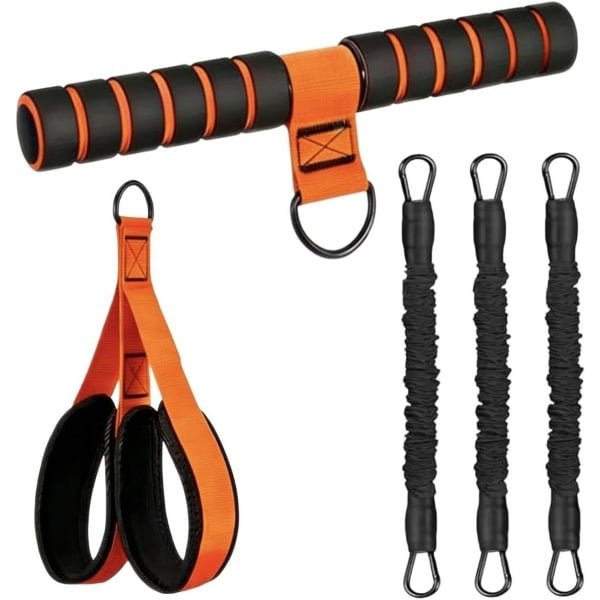Weerstandsbanden met Handvatten - Sit Up Trainer Voetpedaal Band - Thuisfitness en Krachttraining - Verstelbare Intensiteit met 3 Buizen