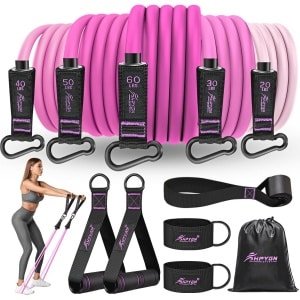 Weerstandsbanden set voor krachttraining en fysiotherapie - Oefenbanden met handgrepen, deuranker en enkelbanden voor thuisworkouts