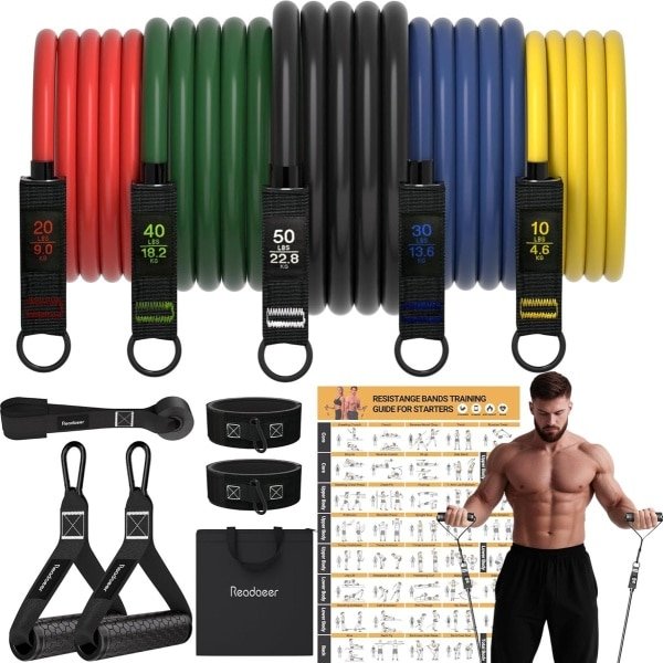 Weerstandsbanden voor krachttraining - 5 niveaus tot 150 lbs - Ideaal voor Thuisgym en TRX