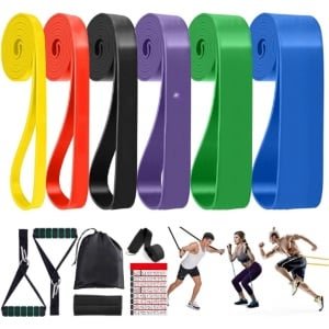 Weerstandsbandenset - 6-Niveaus Fitnessbanden Met Deuranker - Handgrepen Draagtas Beschermhoes En Trainingshandleiding - Weerstandsbanden Voor Yoga Krachttraining En Fitness Voor Mannen En Vrouwen