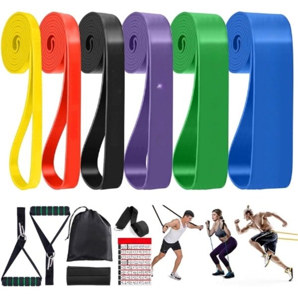 Weerstandsbandenset - 6-Niveaus Fitnessbanden Met Deuranker - Handgrepen Draagtas Beschermhoes En Trainingshandleiding - Weerstandsbanden Voor Yoga Krachttraining En Fitness Voor Mannen En Vrouwen