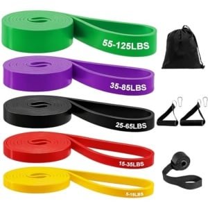 Weerstandsbandenset met 5 Niveaus voor Fitness en Krachttraining - Inclusief Deuranker, Handgreep en Draagtas