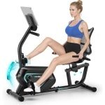 Wenoker Hometrainer met magneetrem, hartslagsensoren en lcd-display, 8 weerstandsniveaus, zitergometer met rugleuning, voor thuis, tot 160 kg