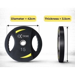 Xtreme Fitness 15 kg Halterschijven (set) met Handgrepen - Gewichtsschijven 2 stuks - Halter Gewichten - Fitness Schijven - Krachttraining - Home Gym - Barbell Plates - Gewichten