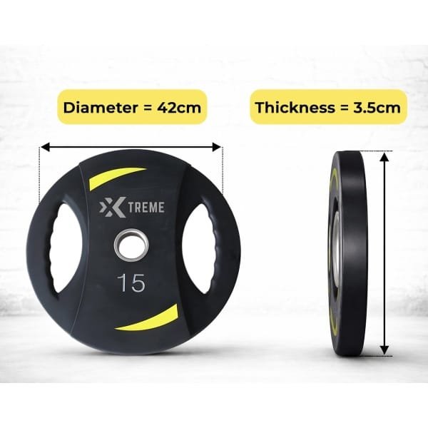 Xtreme Fitness 15 kg Halterschijven (set) met Handgrepen - Gewichtsschijven 2 stuks - Halter Gewichten - Fitness Schijven - Krachttraining - Home Gym - Barbell Plates - Gewichten