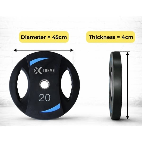 Xtreme Fitness 20 kg Halterschijven (set) met Handgrepen - Gewichtsschijven 2 stuks - Halter Gewichten - Fitness Schijven - Krachttraining - Home Gym - Barbell Plates - Gewichten