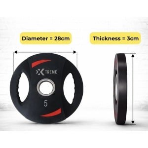 Xtreme Fitness 5 kg Halterschijven (set) met Handgrepen - Gewichtsschijven 2 stuks - Halter Gewichten - Fitness Schijven - Krachttraining - Home Gym - Barbell Plates - Gewichten