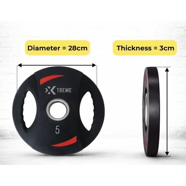 Xtreme Fitness 5 kg Halterschijven (set) met Handgrepen - Gewichtsschijven 2 stuks - Halter Gewichten - Fitness Schijven - Krachttraining - Home Gym - Barbell Plates - Gewichten