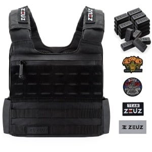 ZEUZ Gewichtsvest 25,5 KG voor Calisthenics. Fitness & CrossFit - Tactical Weighted Vest & Trainingsvest - Verstelbaar in Gewichten - 25 Standen - Zwart