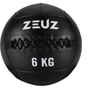 ZEUZ Wall Ball 6 KG Pro+ Geschikt voor CrossFit, Fitness & Hyrox - PU Foam Vulling & Vinyl - 6kg & 35 CM Diamter - Zwart & Wit
