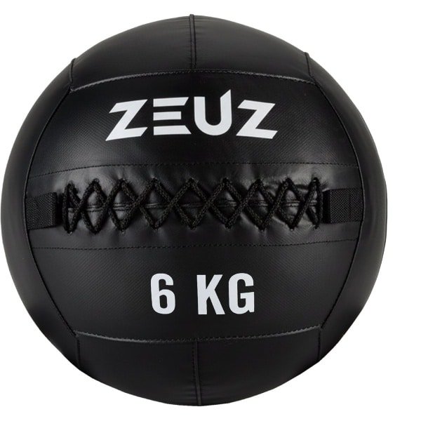 ZEUZ Wall Ball 6 KG Pro+ Geschikt voor CrossFit, Fitness & Hyrox - PU Foam Vulling & Vinyl - 6kg & 35 CM Diamter - Zwart & Wit