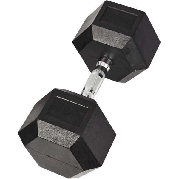 Zeshoekige Dumbbells - Halterset Rubber - Krachttraining Thuis - Antislip Greep - 7.5 kg - Zwart