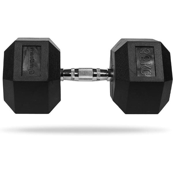 Zeshoekige Halter - Dumbbell Kracht - Krachttraining Thuis - Antislip Rubberen Oppervlak - 6 kg - Zwart