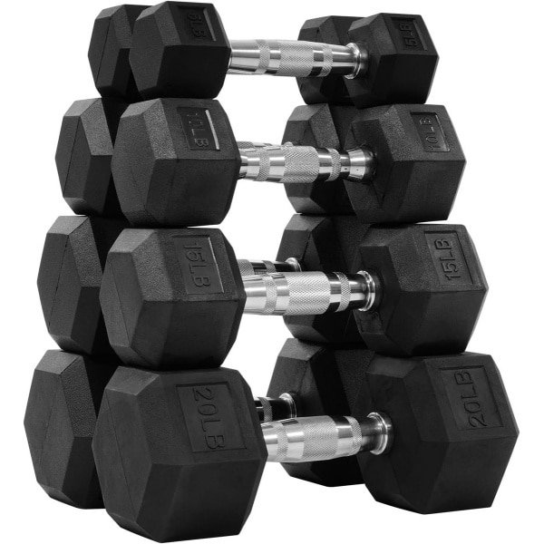 Zeshoekige Halter met Rubberen Coating voor Krachttraining en Fitness