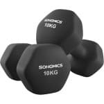 Zeshoekige Halters - Dumbbells - Krachttraining - Neopreen Coating - 2 x 10 kg - Inkt Zwart